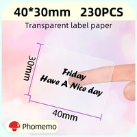 phomemo clear transparency self adhesive labels paper for phomemo m110m200 label printer thermal sticker printable paper roll