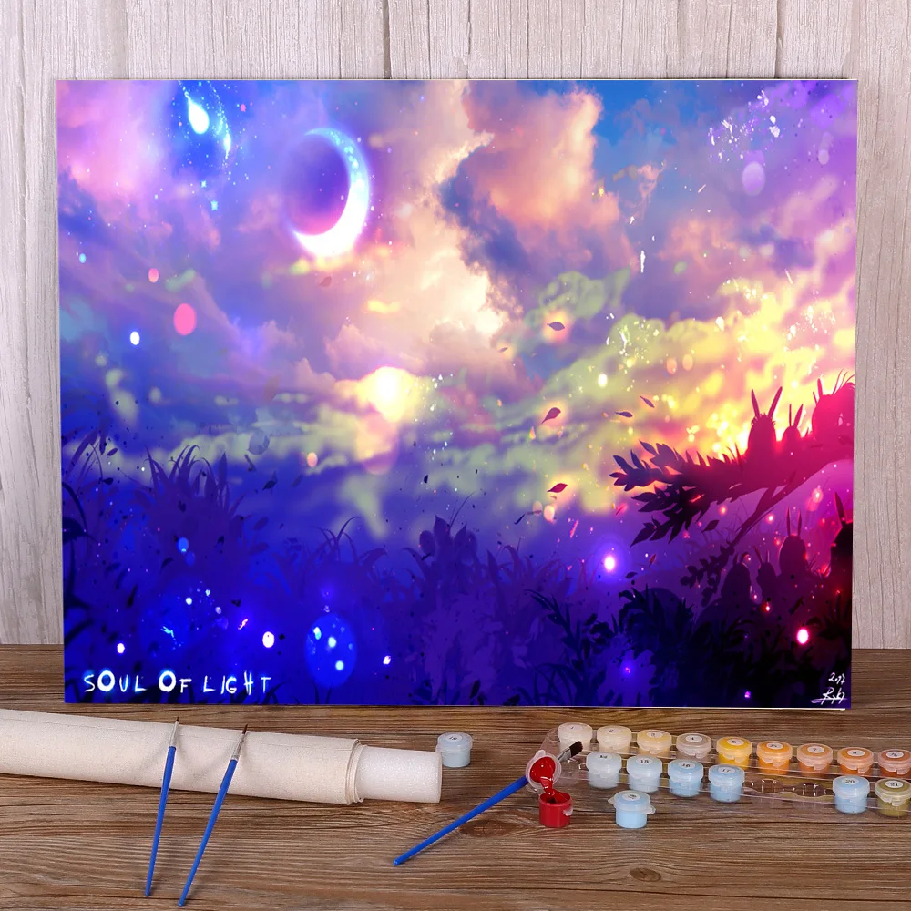 

Пейзаж, картина искусственными акриловыми красками 50*70, Картина на холсте, украшение для дома для детей, настенное искусство для рукоделия