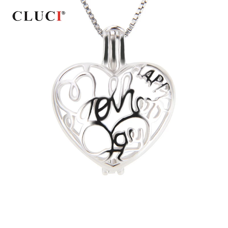 CLUCI 925 пробы серебряный кулон на День матери подарок в форме сердца клетка