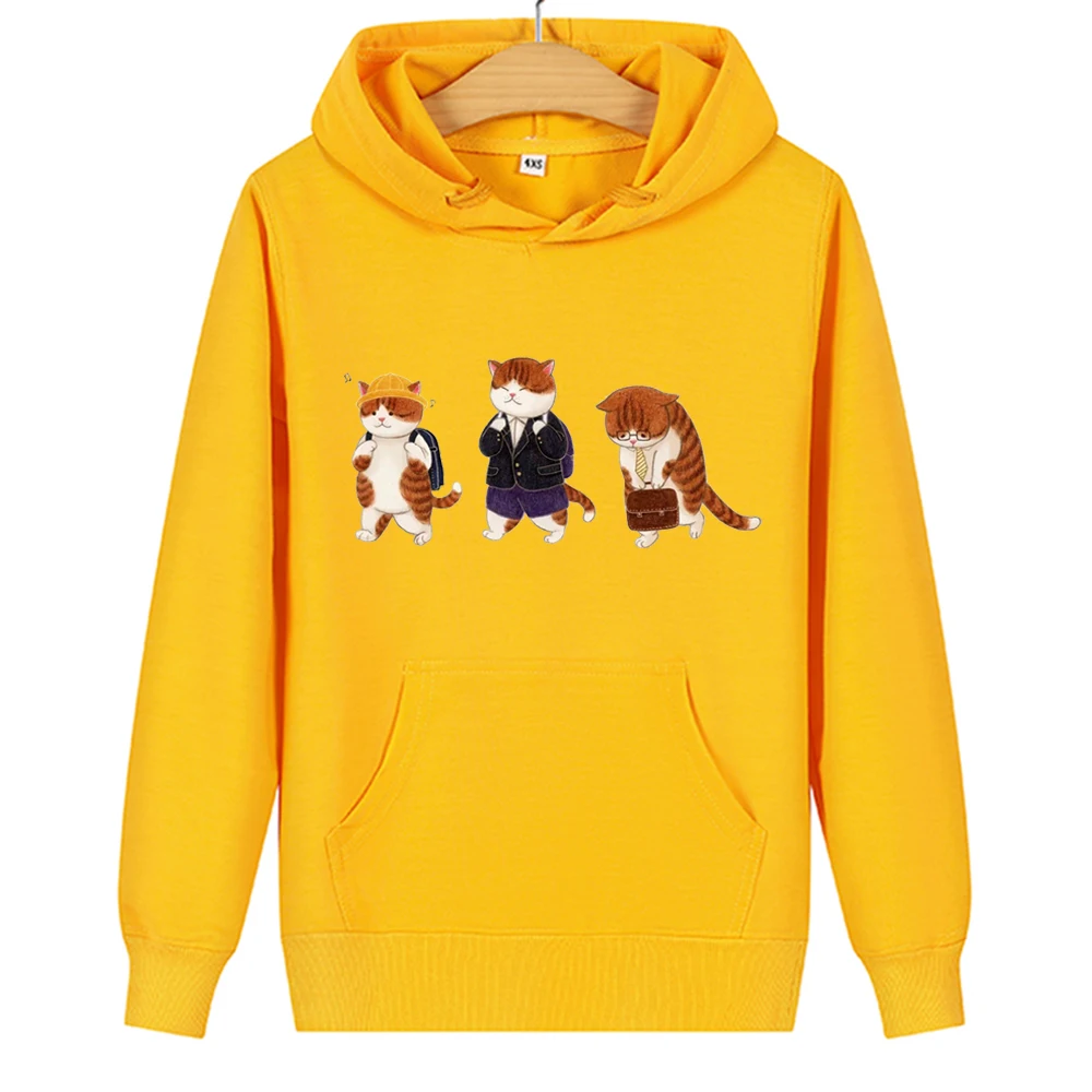 Autumn Cotton Brand Pocket Cat Print Anime Clothes Hoodies Men Casual Sweatshirt Sportswear Male Hooded Sudadera Hombre | Мужская одежда