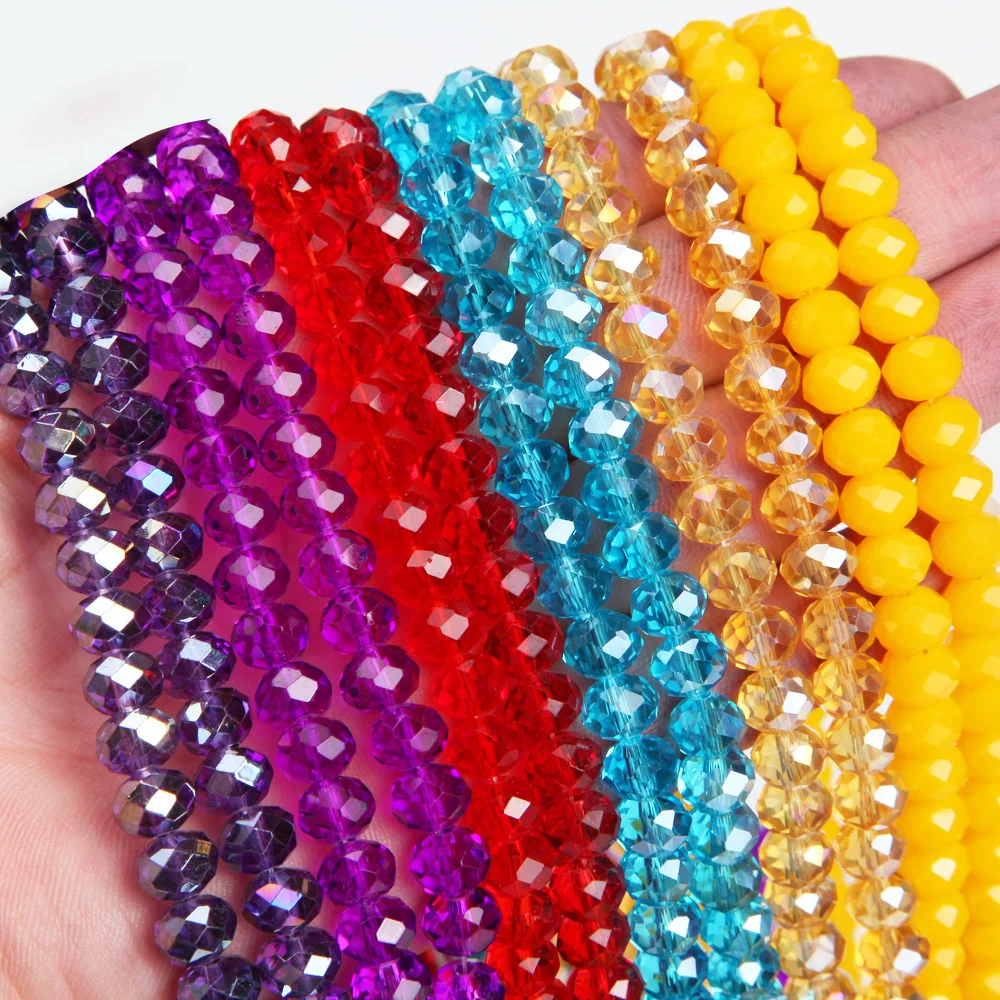 

1strand 6*8mm Crystal Glass Beads Faceted AB Multicolor Loose Spacer Beads Diy for Jewelry Making Bracelet Supplies Necklace