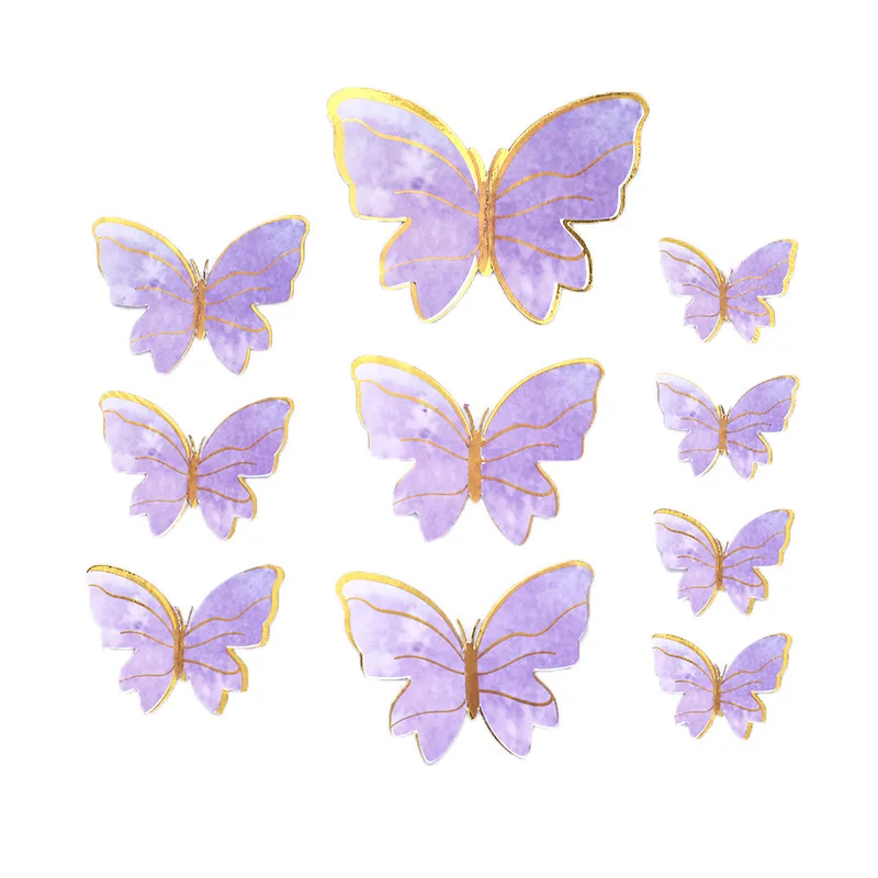 

SLMengGuo Happy Birthday Bronzing Acrylic Round Cake Topper for Wedding 10pcs Butterfly Birthday Baby Shower Cake Decoration