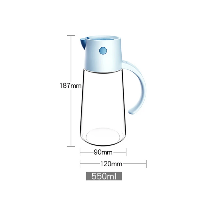

550ml Olive Oil Vinegar Glass Dispenser Vinegar Pourer Bottle Control Switch Prevent Leaking Automatic Opening Closing Design