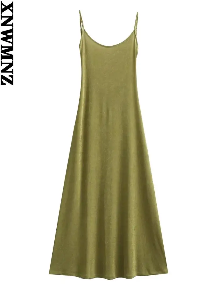 

XNWMNZ summer high quality party dress Women fashion sexy long camisole dress vintage backless thin straps female dresses mujer