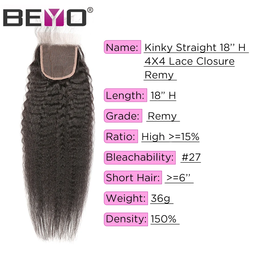 Beyo курчавые прямые бразильские пучки волос плетение с закрытием человеческие
