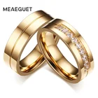 Meaeguet золотого цвета CZ обручальные кольца любовника кубического циркония нержавеющая сталь, романтичное кольцо ювелирные изделия размер США