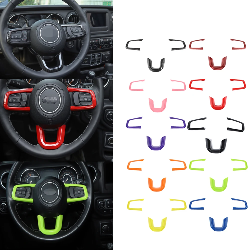 

ABS Interior Steering Wheel Button Decoration Cover for Jeep Wrangler JL Gladiator JT 2018+ Car Accessories