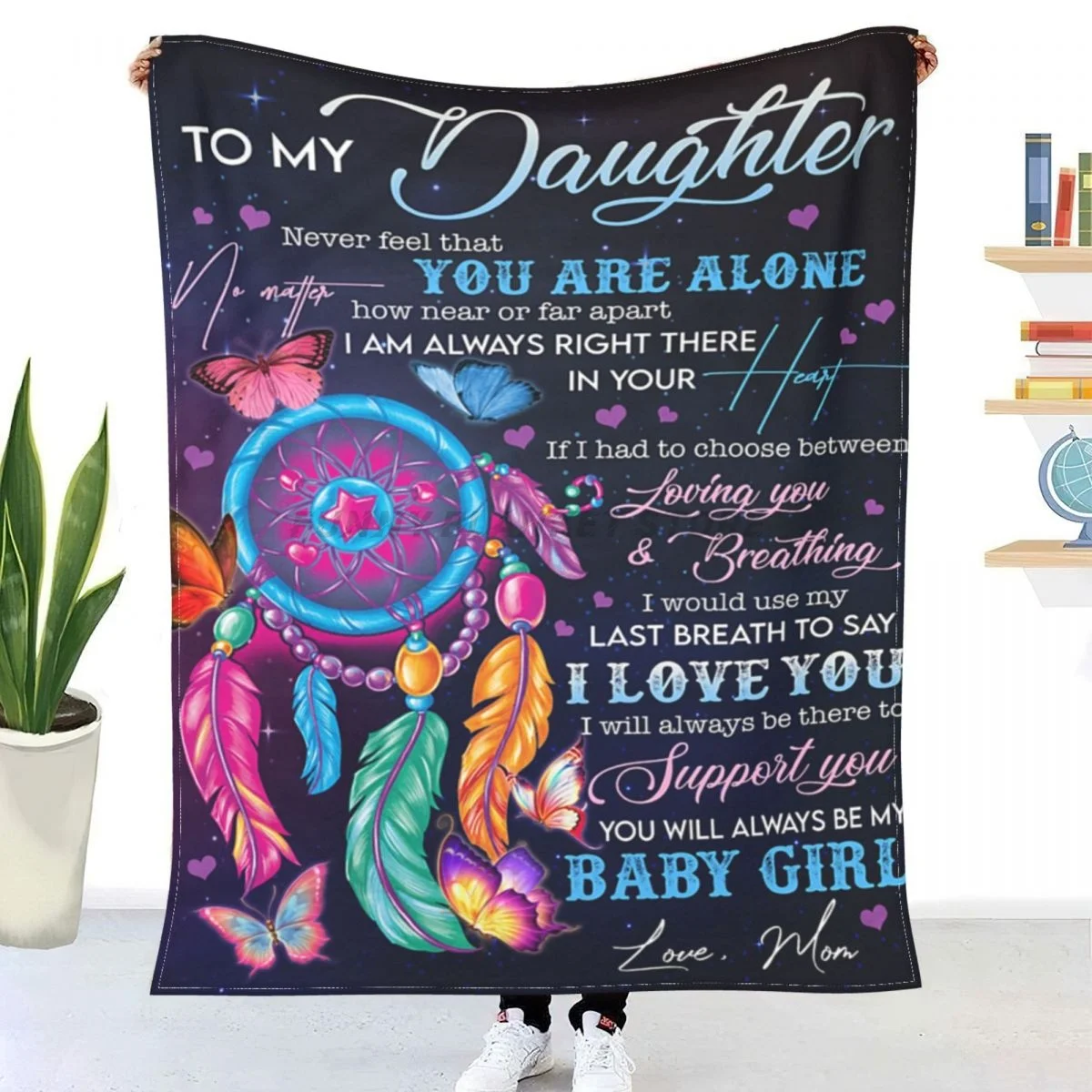 

I LOVE YOU ; SPECIAL GIFT FOR DAUGHTER FROM MOM Sherpa Blankets Ultra Soft Flannel Fleece Throw Blankets for Couch Sofa Bed
