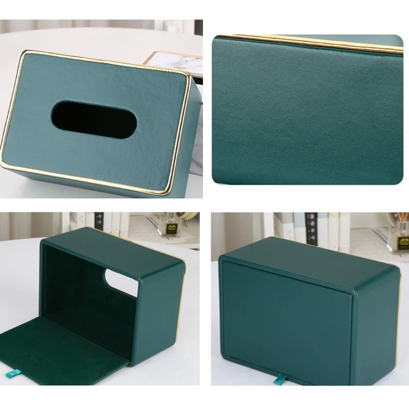 

P8DE PU Leather Tissue Box Rectangular Napkin Holder Pumping Paper Case Dispenser for Home Office Car Auto Desktop Decoration