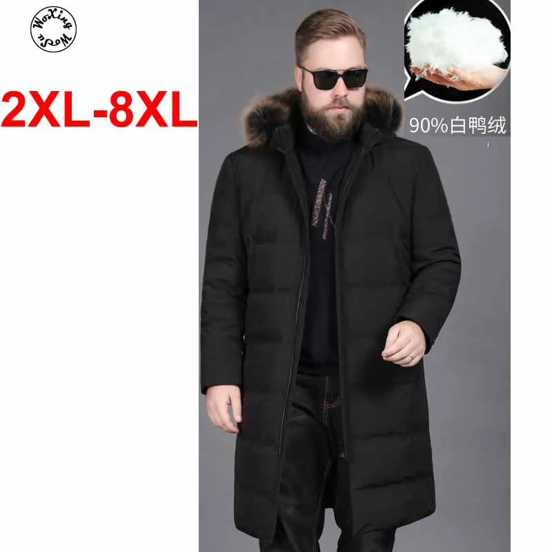 

Пуховик мужской 8XL на белом утином пуху, толстый, среднего возраста, очень большой, средней длины, деловой Повседневный пуховик, Размеры M-5XL ...