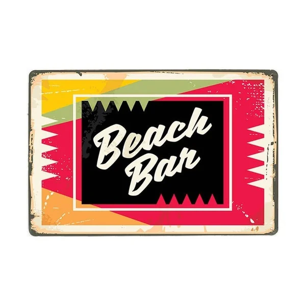

Vintage Beach Ban Metal Tin Sign 8x12 Inch Home Kitchen Bar Restaurant Bar Poster Wall Decor
