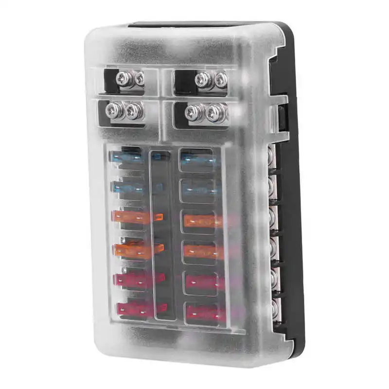 

fuse adapter auto fuse set 12‑Way Fuse Box Block 5A 10A 15A Blade Fuse with LED Warning Indicator PC Waterproof Cover
