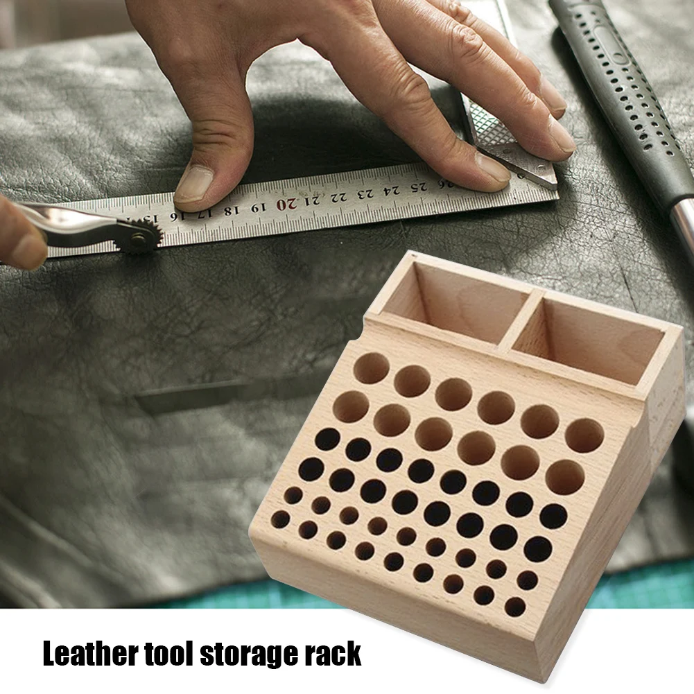 

Wooden Leather Carved Storage Trestle DIY Craft Hand-Sewn Frame for Leather Storage Device Art Seal Punch Rack Box Tool