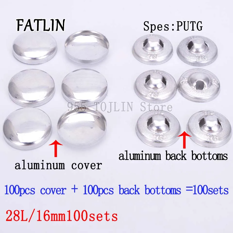28L-16mm 100sets 100 наборов 16L-80L тканевые пуговицы из покрытой алюминием ткани, ручная работа, металлическая форма хлеба, круглая ткань, аксессуары,, PUTG - Цвет: 28L-16mm 100sets
