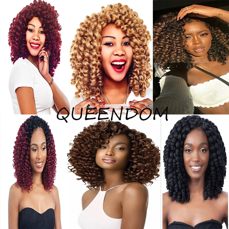 

Ombre Jumpy Wand Curl Crochet Hair Short Jamaican Bounce Crochet Braiding Hair Extensions 20 Roots 10 Inch Synthetic Braids Hair