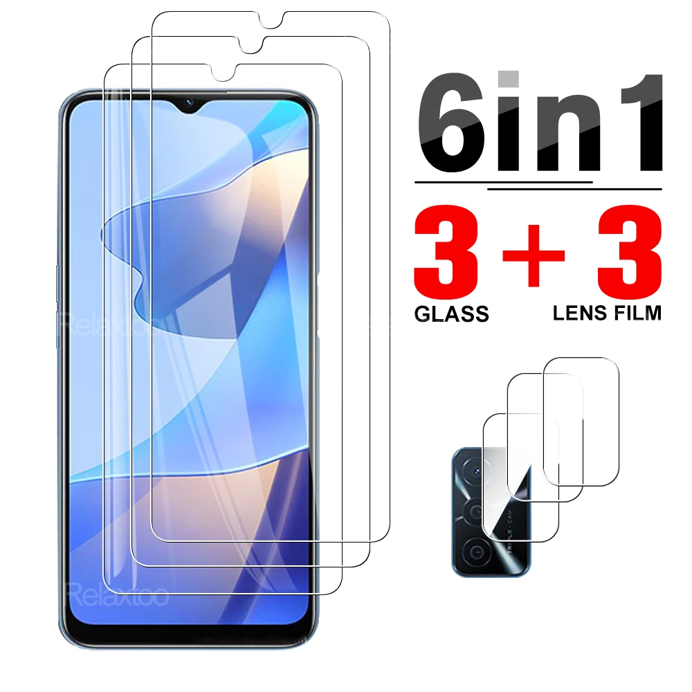 

6 in 1 Camera Protector Glass For Oppo A16 A 16 6.52" 16a Phone Safety Protection Protective Clear HD Screen Cover Film Tempered