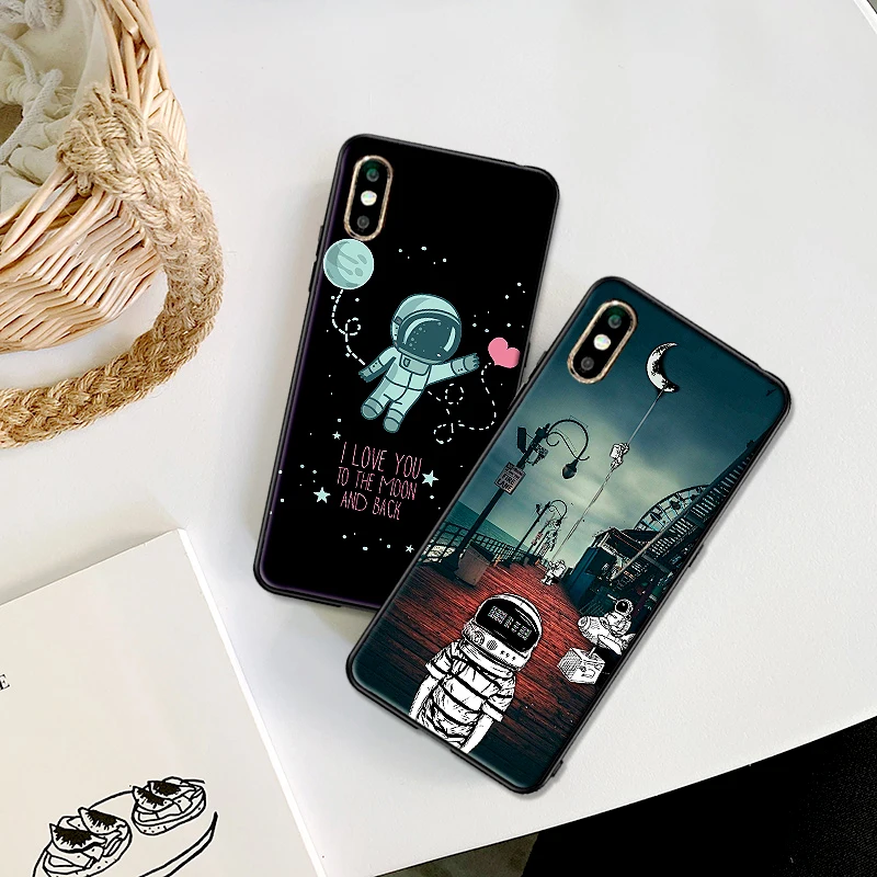 Мягкий чехол из ТПУ с изображением космонавта на Луне для Apple IPhone X XR XS MAX 5 5S 5C SE 6 S 7 8