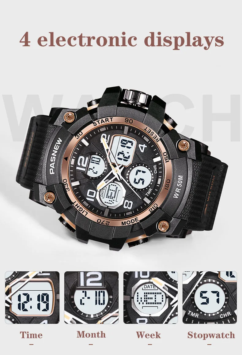 Часы Мужские Аналоговые Кварцевые светодиодные с большим циферблатом