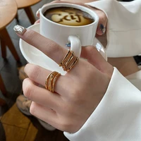 vintage aesthetic rings open multi layer line cross geometric ring for women trendy jewelry large adjustable wedding accessories