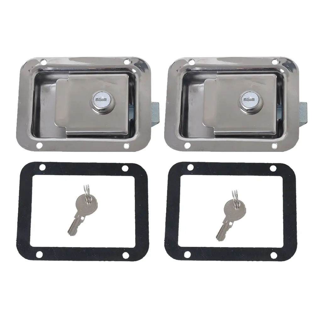 

2pcs Stainless Steel Tool Box Caravans Entry Dead Bolt Lock Latch&Key&Gasket