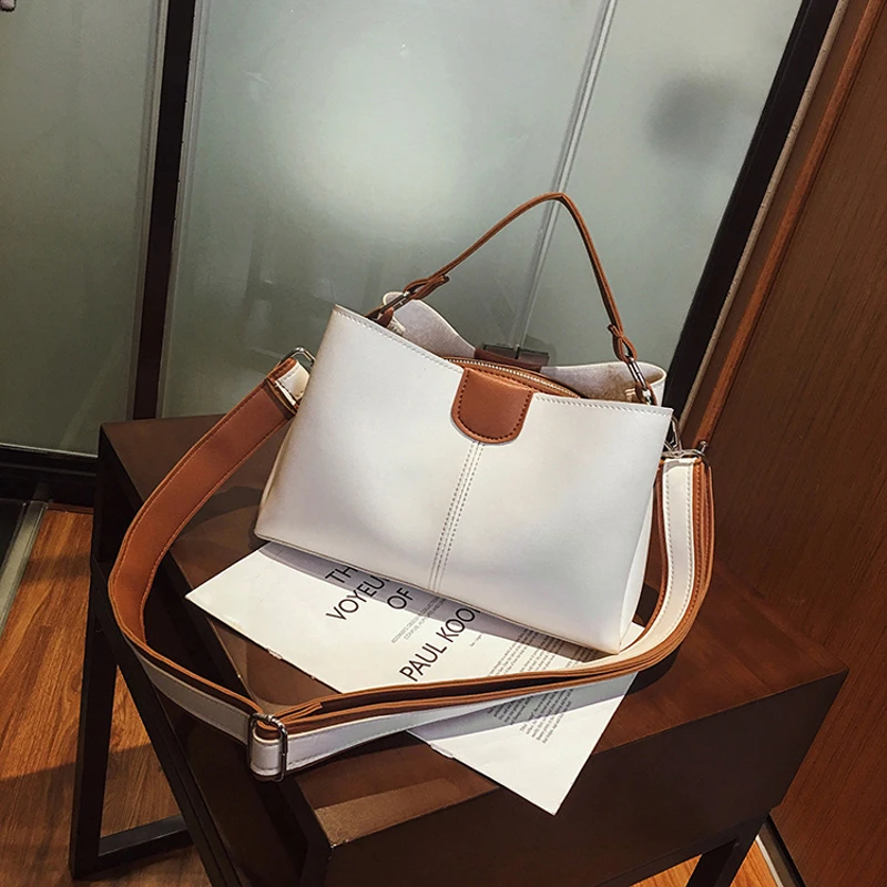 YOUSE 2021 Fashion Brand Women Shoulder Messenger Bags For Ladies PU Leather Contrast Color Female Handbags Crossbody Tote Bag