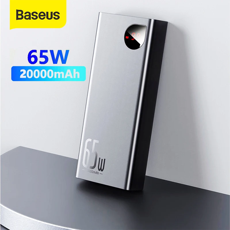 Внешний аккумулятор Baseus 20000 мАч 22 5 Вт/65 Вт PD QC 3 0 портативное зарядное устройство с