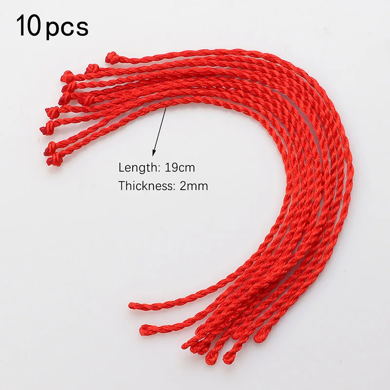 red-10pcs-2mm 10 шт. красный плетеный веревочный браслет дамские счастливые ручной работы веревка украшения в подарок паре плетеный браслет черный браслет-веревочка браслет - Окраска металла: red-10pcs-2mm