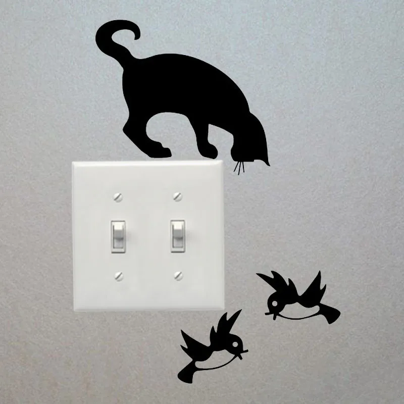 Светильник настенный выключатель Стикеры гнездо виниловые Home Decor кошка с