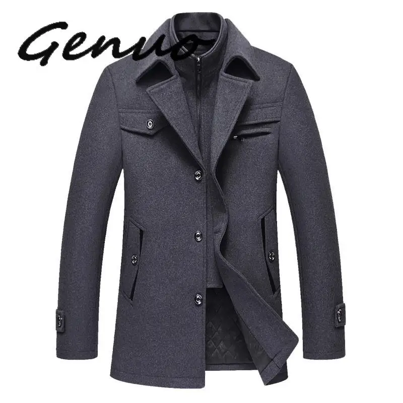 Genuo Новая Мужская Зимняя шерстяная одежда пальто для мужчин солнцезащитные очки