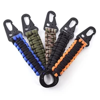 outdoor keychain ring camping carabiner military paracord cord rope camping survival kit emergency knot bottle opener tools