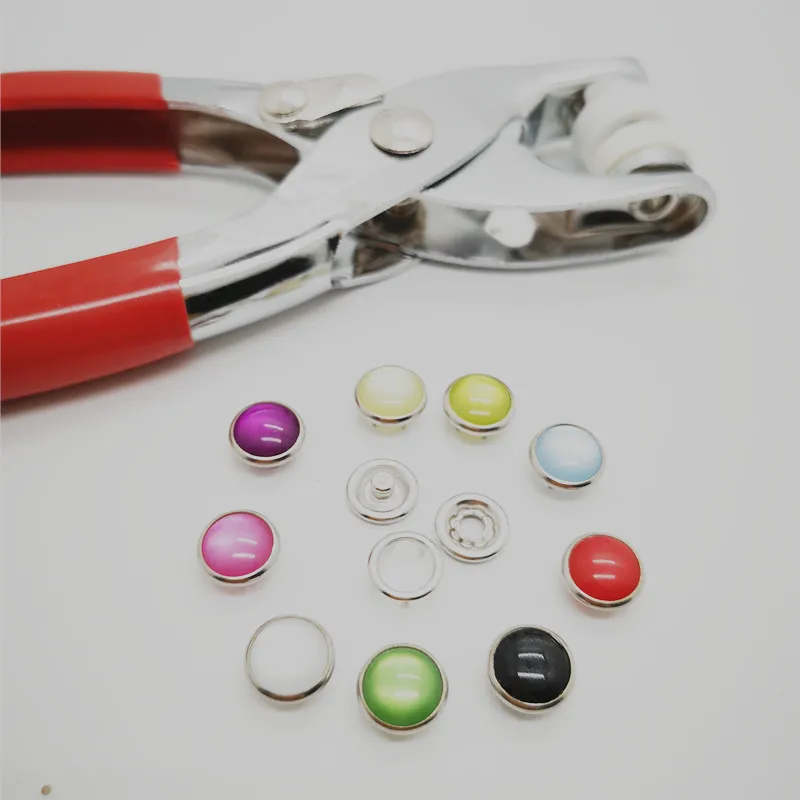 

Pliers tool for skin care 10mm metal pearl prong snap Buttons 50sets Clamps Press rivets Poppers children's sliders buckle
