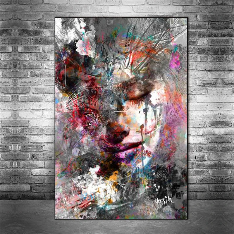 

Abstract Girl Graffiti Pop Art Canvas Painting Posters and Prints Wall Art Woman Picture Cuadros Home Decoration Room Decor