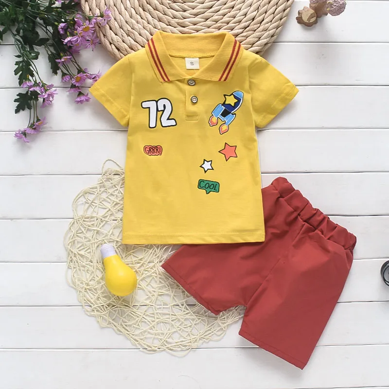 

Kids Boys Summer Clothing Set Cartoon T-shirts+shorts 2pcs Infant Newborn Boys Beach Set Baby Set