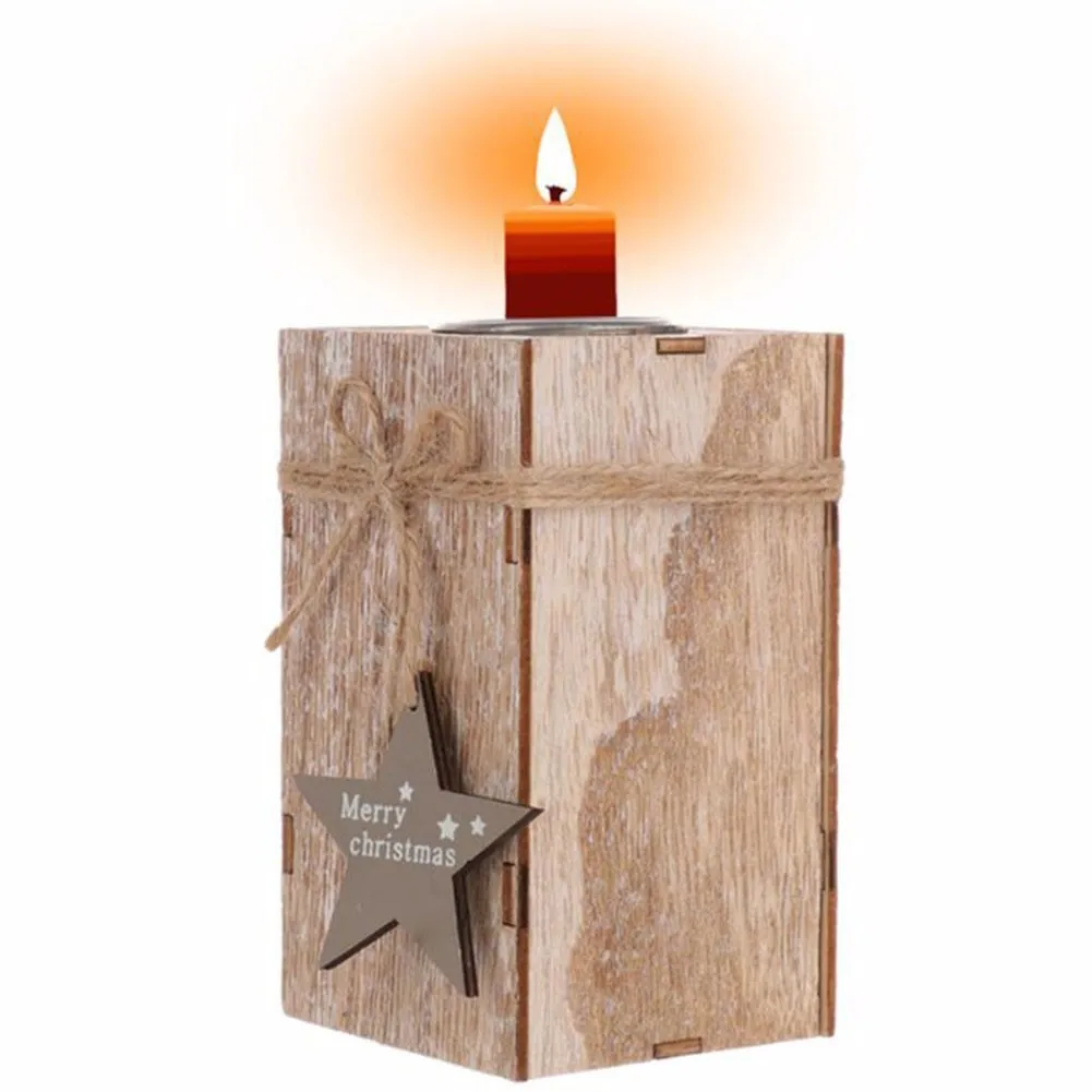 

Christmas Candlestick Wood Candle Holder Table Lamp Desktop Decorations For Birthday Xmas Party Home Ornaments 2022 New Year