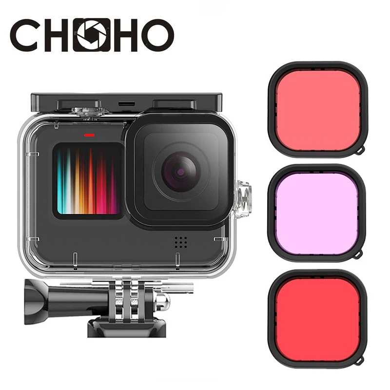 Для Gopro 9 10 11 Черные Аксессуары 45 м подводный водонепроницаемый фотофильтр для дайвинга Красный Розовый Фиолетовый фильтры для дайвинга Go Pro Hero9 10 11