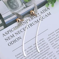 1pcs retro metal bookmark deathly hallows wing bookmark silver best gift for reader snitch book mark teacher gift