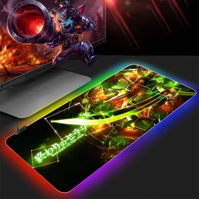 

Seraph of the End Anime Gaming RGB MousePad Large Locking Edge Speed Game Gamer LED Mouse Pad Soft Laptop Notebook Mat