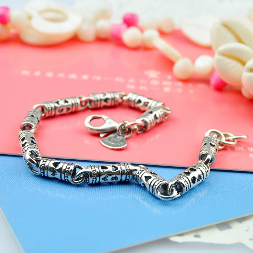 Fashion Retro Men's Silver Bracelet New 925 Sterling Lucky Charm Cuff Bracelets Bangles Jewelry | Украшения и аксессуары