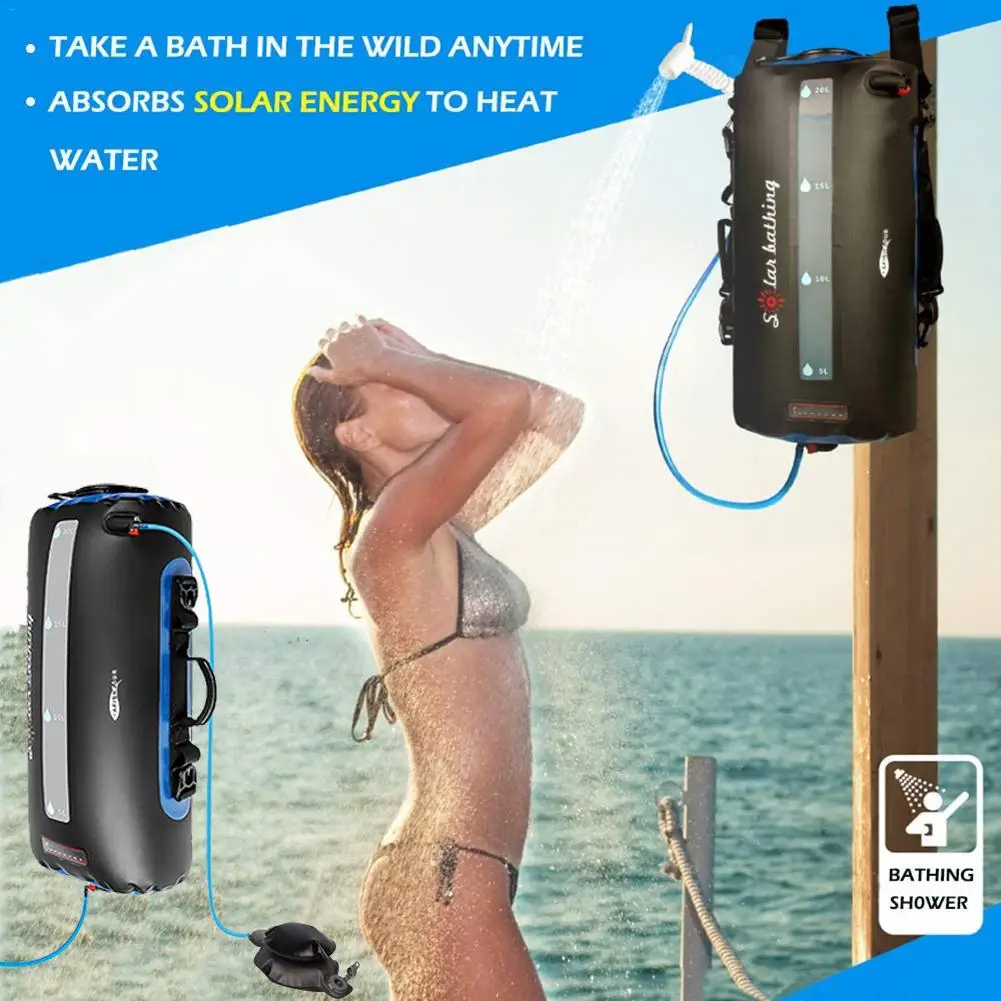 

20L Solar Shower Bag Solar Heating Camping Shower Bag Water Storage Bag for Outdoors Travel Hiking