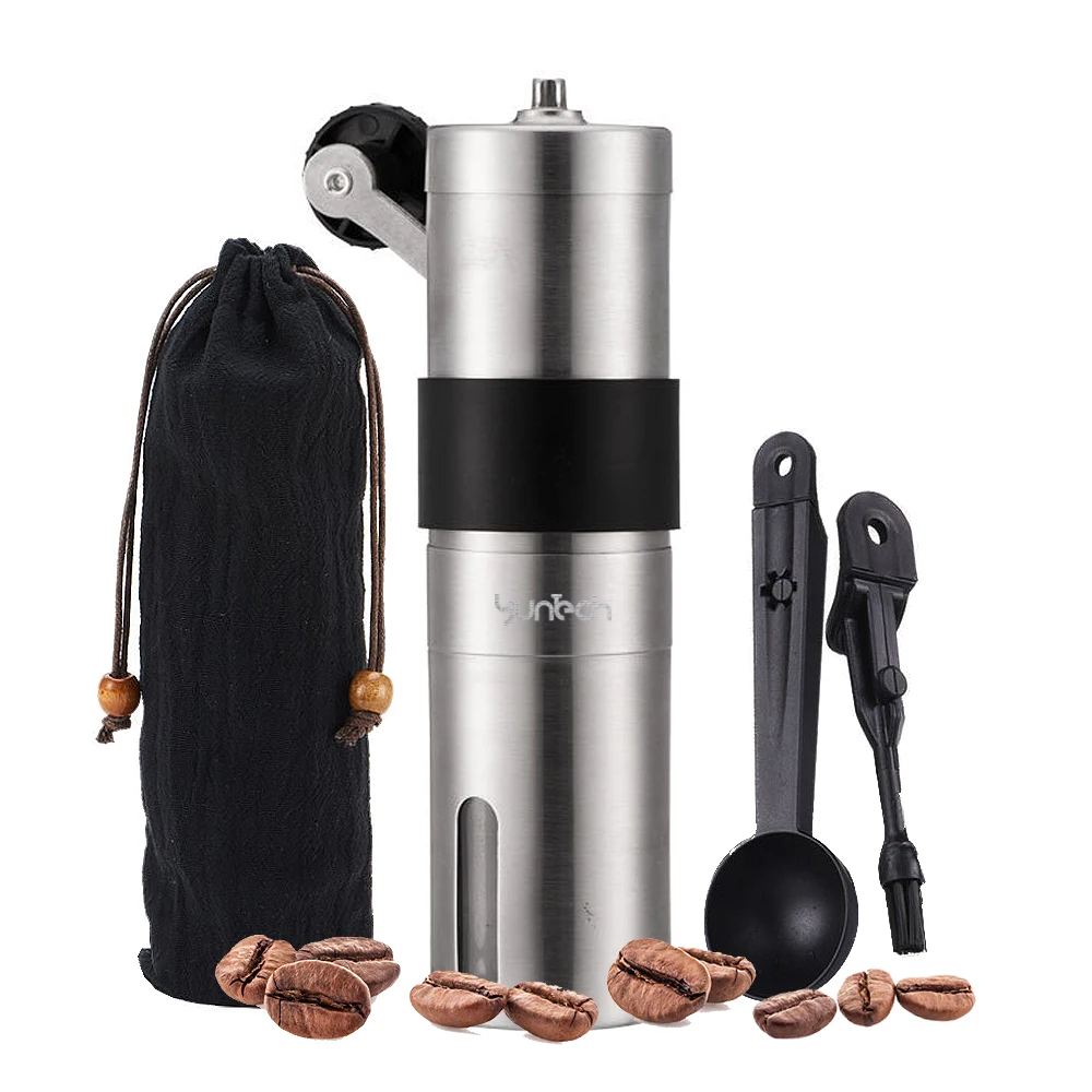 

Manual Coffee Grinders Stainless Steel Housing Portable Mini Ceramic Core Hand Burr Mills Perfect for Office or Travelling