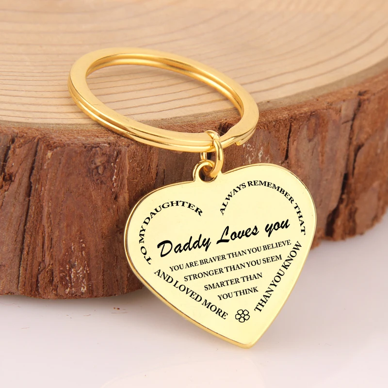Dad to Daughter Gift Keychain Engraved Always Remember that Daddy Love You and Loved More than Know Keyring Charm Bag Tag | Украшения и