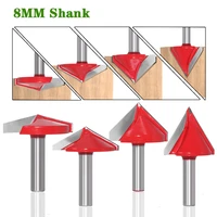 8mm shank v shape groove router bits cnc solid carbide end mill 60 90 120 150 degree woodworking milling cutter engraving bits