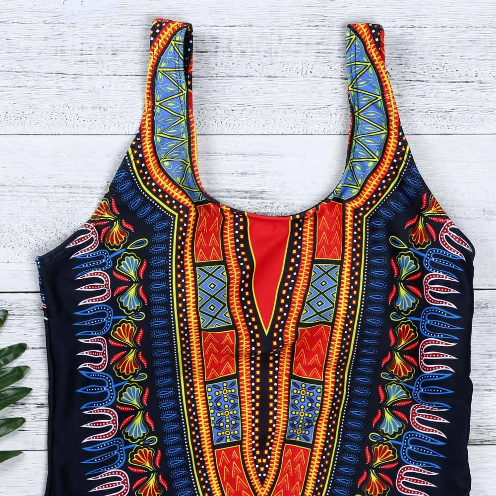 Женское изгибающееся привлекательное Дашики с Африканским принтом бикини пуш ап