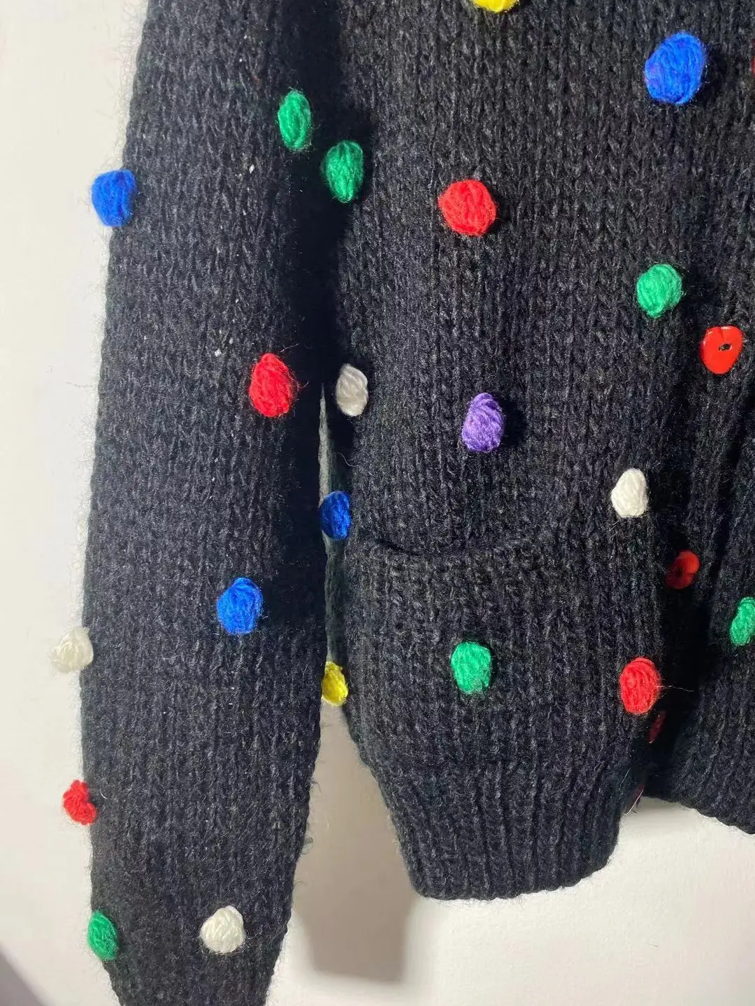 Женский вязаный однобортный Кардиган винтажный свитер с длинными рукавами