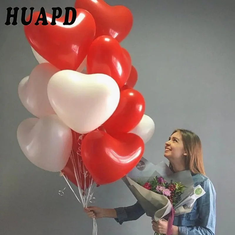 100 шт. красный белый любовь из латекса на свадьбу День Святого Валентина рождения