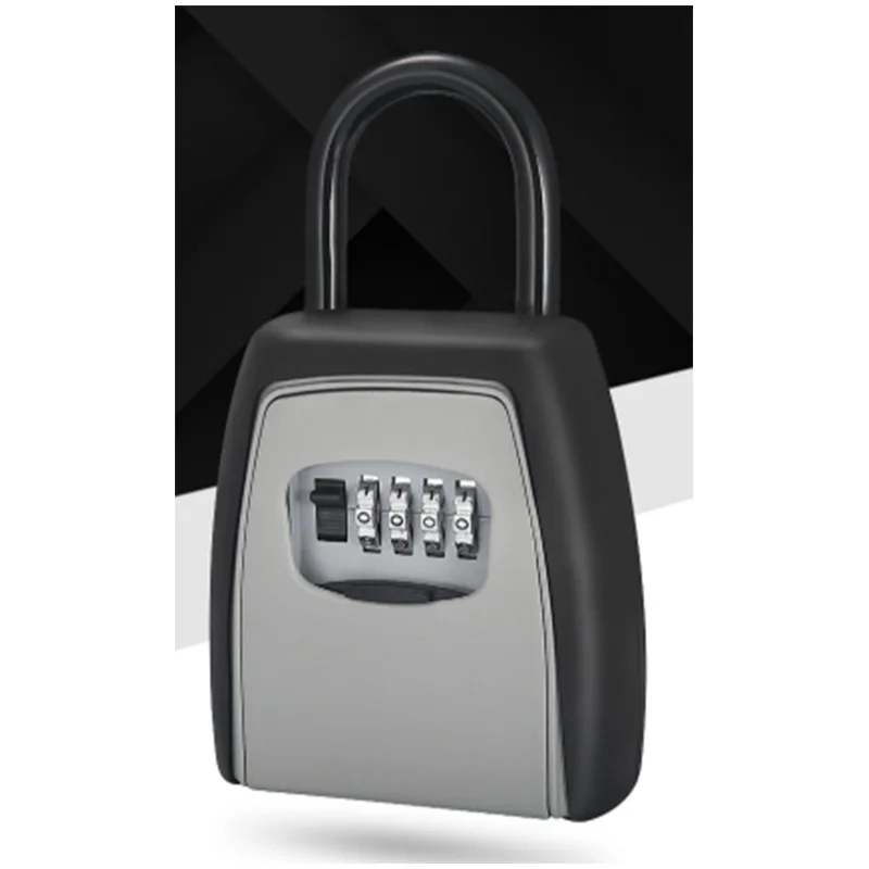 

Password Key Box Grey Four-Digit Password Lock Padlock Type Free Installation Padlock Key Lock Box Key Storage Lock Box