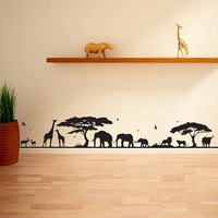 large africa giraffe tiger elephant tree wall sticker nursery kids room headboard safari jungle animals forest wall decal