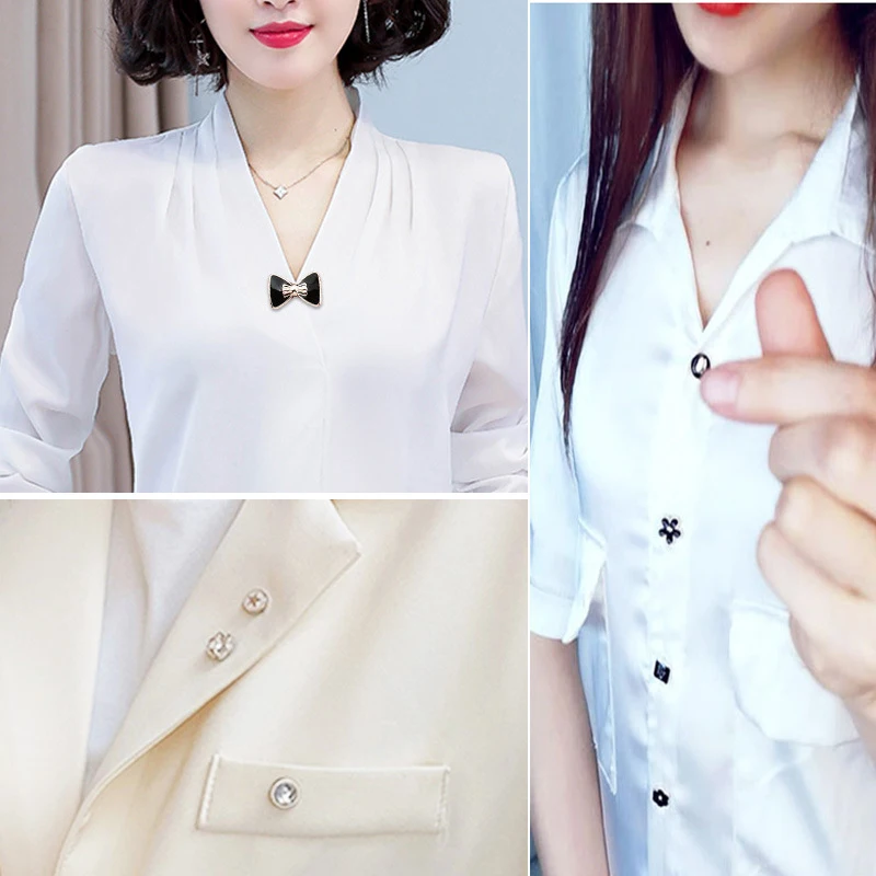 50 шт./компл. женская модная блузка с жемчугом без шитья брошь на рубашку пуговицы