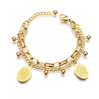 religious virgin mary charm bracelet bangles gold color stainless steel bracelets for women jewelry bijoux femme 2020