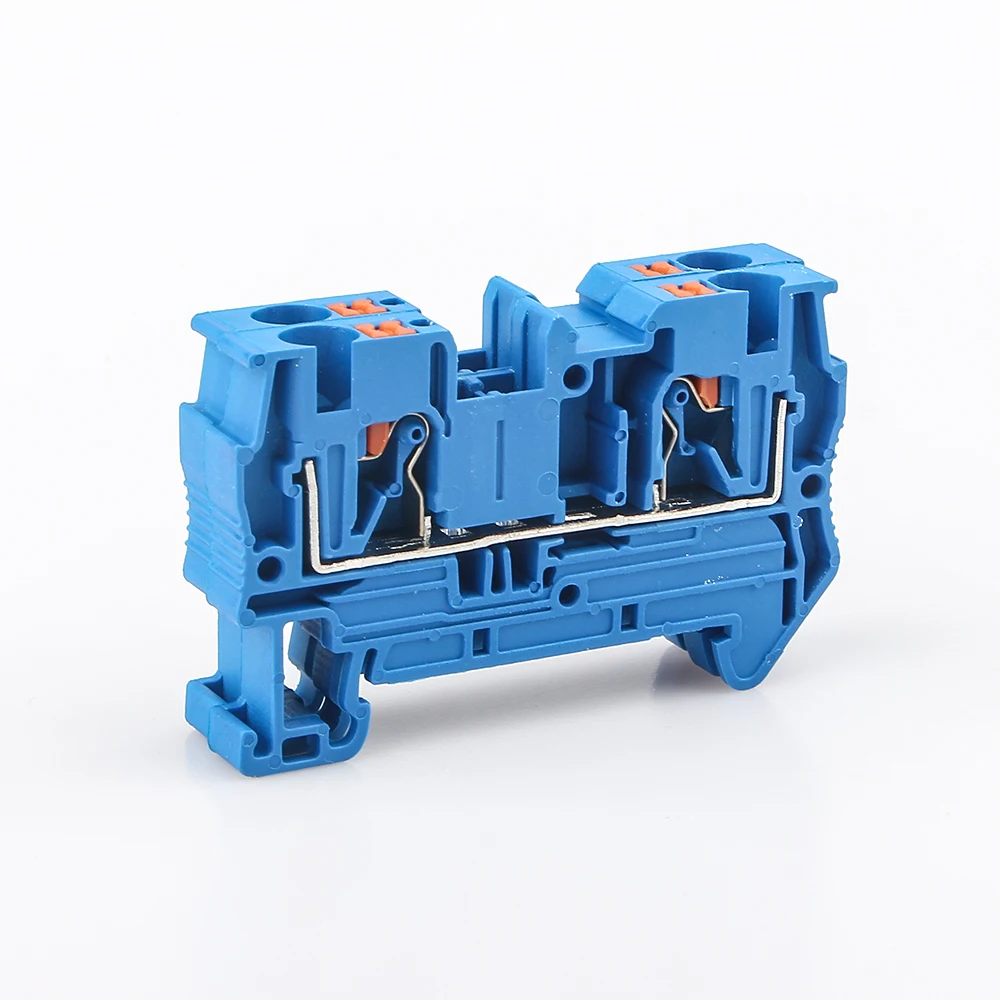 

Terminal Block 10Pcs PT-4 Wiring Connectors Push In Din Rail Mounted Spring Screwless Feed Through Wire Conductors PT4